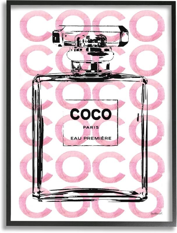 'Glam Perfume Bottle Brand Text'| Framed Giclee Art