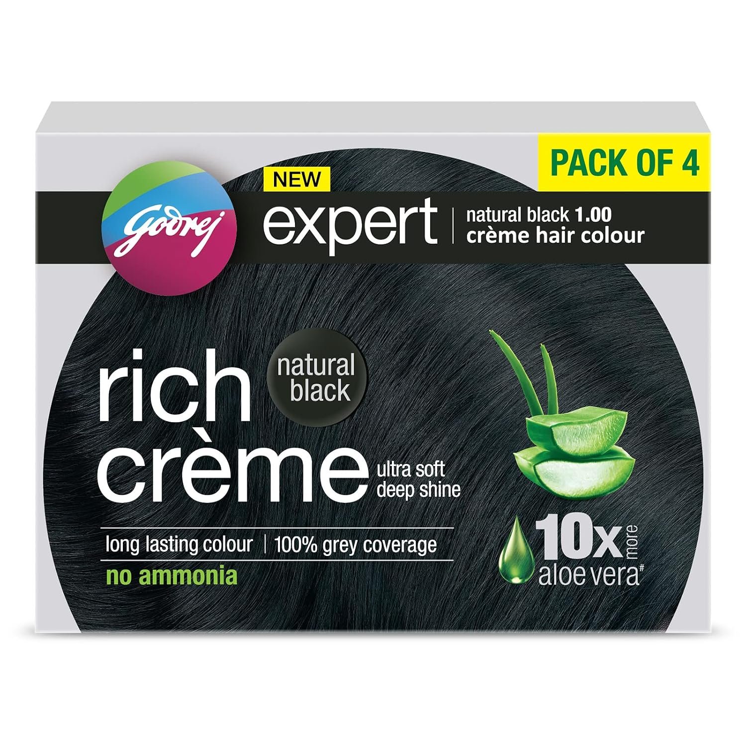 Godrej Expert Rich Crème Hair Colour Shade – Pack of 4 (NATURAL BLACK) Godrej Expert Rich Crème Hair Colour Shade – Pack of 4 (NATURAL BLACK)