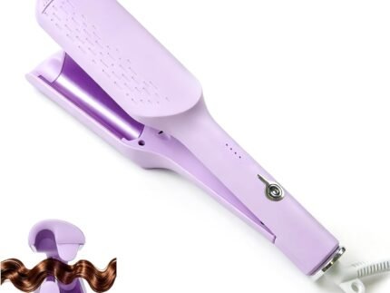 Goodoo Hair Crimper Waver, 3 Barrel Curling Iron, 4 Adjustable Heat, Purple