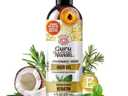 GuruNanda Rosemary Mint for Hair Growth with Keratin & Vitamin E Oil – Encourages Scalp, Shine & Hair Strengthening- 100% Natural, Cruelty-Free, 8oz