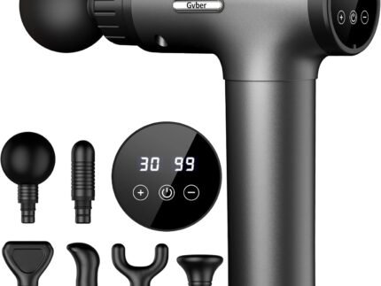 Gvber Massage Gun Deep Tissue 30 Speeds 6 Heads, Grey