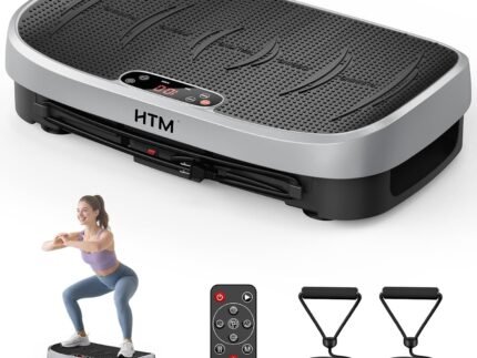HTM Vibration Plate Exercise Machine, 9 Modes & 120 Speeds, Body Shake Plate with Resistance Bands Slot & Remote Control, Shake Board for Weight Loss Fat Burner Home Fitness Workout