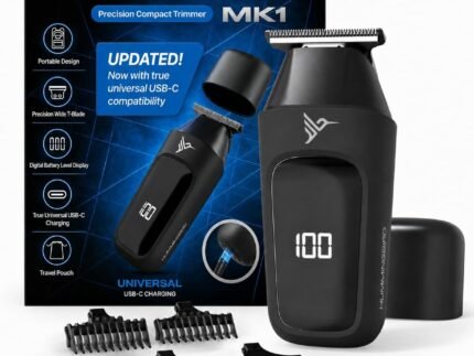 HUMMINGBIRD MK1 Compact Trimmer – Portable Electric Beard & Body Hair Trimmer for Men, Cordless USB-C Rechargeable, Face & Body Groomer, Travel Shaver, Travel Pouch, Great Gifts for Men, Dad, Husband