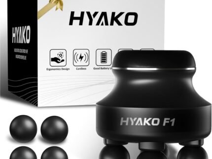 HYAKO F1 Handheld Deep Tissue Massager | Muscle Pain Relief,5 Speed 4 Heads