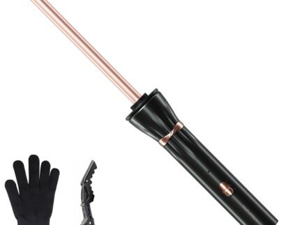 Hahahope 3/8 Inch Curling Iron Wand, Small Ceramic Curler Barrel Tiny Black