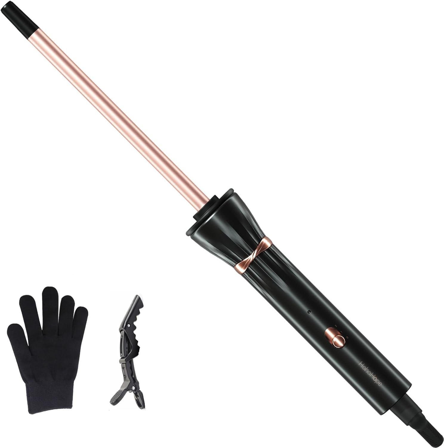 Hahahope 3/8 Inch Curling Iron Wand, Small Ceramic Curler Barrel Tiny Black Hahahope 3/8 Inch Curling Iron Wand, Small Ceramic Curler Barrel Tiny Black