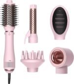 Hair Blow Dryer Brush 5-in-1, Blowout Brush, Multi Hair Styler Negative Ion Detachable Hair Dryer with Diffuser, Hot Air Brush for Wavy, Volumizing, Straightening