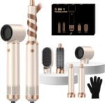 Hair Dryer Brush 5 in 1, Blow Dryer Brush Set with Air Curler Wrap Hair Styler, Negative Ionic Blow Dry Brush, Detachable Hair Tool for Curling, Volumizer,Straightener,Drying