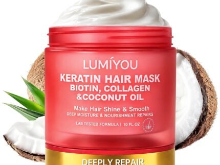 Hair Mask for Damaged, Dry, Frizzy, Curly Hair, Keratin Treatment Conditioner, Deep Conditioning Hair Mask with Coconut Oils & Biotin, Collagen & Keratin – Hydrating,Repair, Color‑Safe