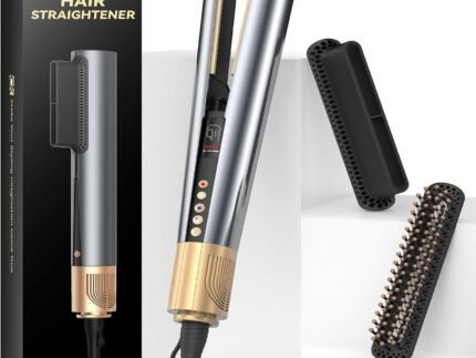 Hair Straightener 3 in 1 Wet to Dry High-Speed Airflow, Air Straightener Hair Dryer 2 Interchangeable Tool, No Heat Damage LCD Display Auto Shut-Off for All Hair Types