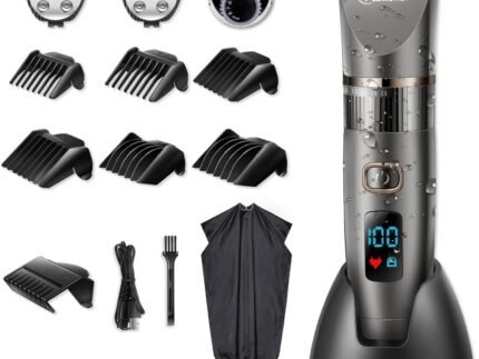 Hatteker Beard Trimmer for Men Professional Hair Clipper Hair Trimmer Shaver Haircut Detail Cutting Kit for Men Cordless Waterproof