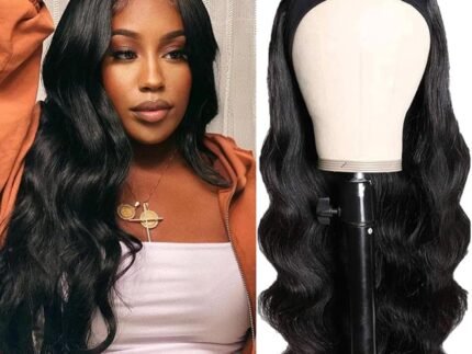 Headband Wig Human Hair Body Wave 22 Inch Glueless Wigs for Black Women #1B