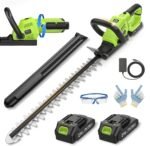 Hedge Trimmer Cordless, 20-Inch for Bushes, 2 Batteries, Lightweight Design