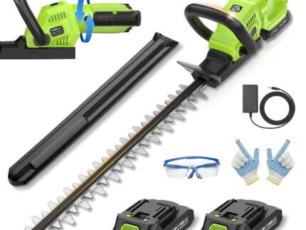 Hedge Trimmer Cordless, 20-Inch for Bushes, 2 Batteries, Lightweight Design