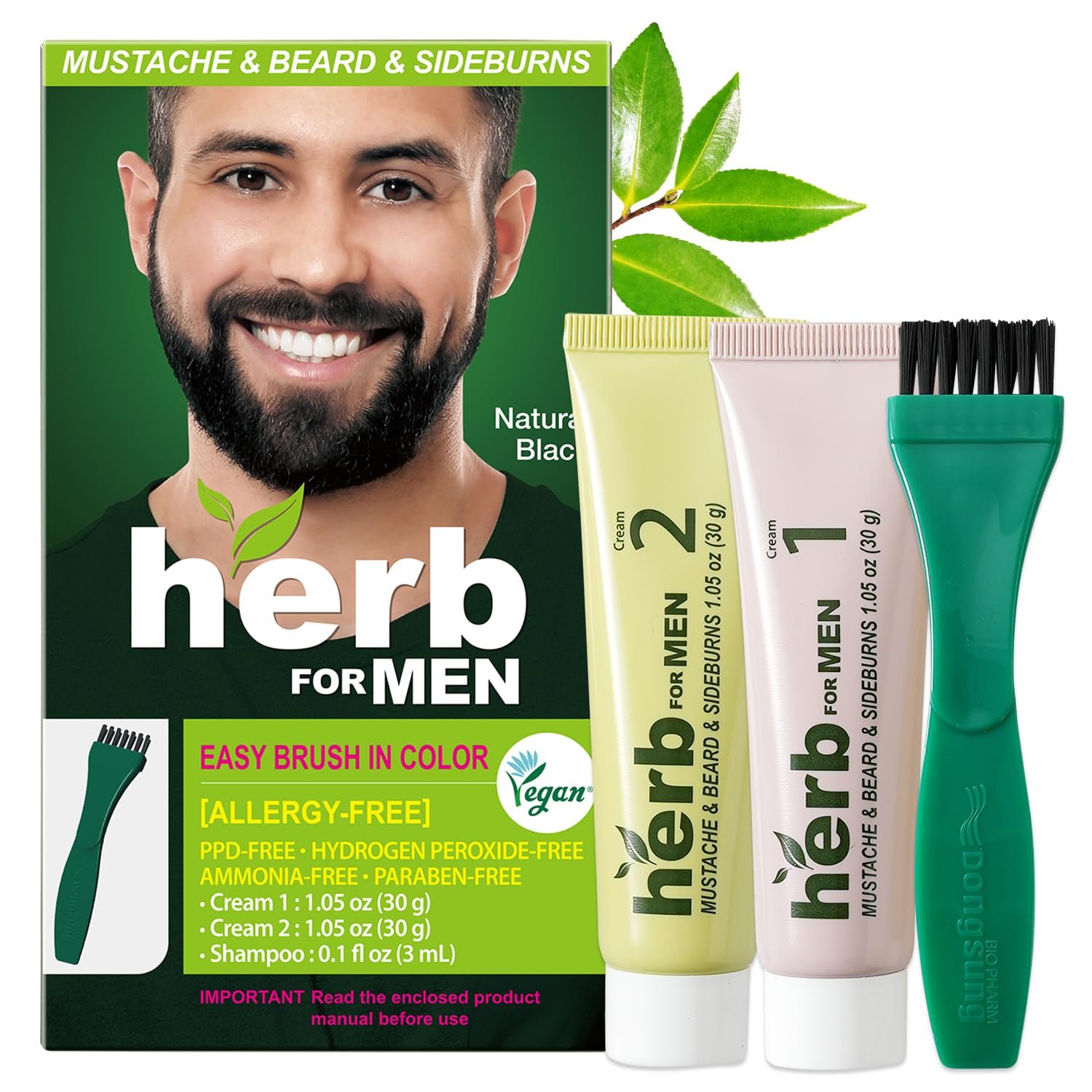 Herb for Men Mustache & Beard Dye (Natural Black, 1 Pack) Herb for Men Mustache & Beard Dye (Natural Black, 1 Pack)