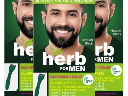 Herb for Men Mustache & Beard Dye (Natural Black, 3 Pack)