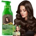 Herbishh Dark Brown Hair Dye Shampoo for Gray Hair Coverage 500ml
