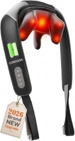 Heycool Cordless Neck Shoulder Massager with Heat, 4D Shiatsu Deep Tissue