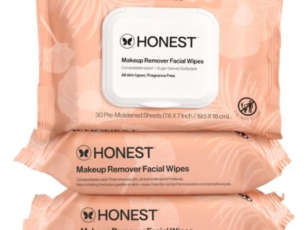 Honest Beauty Cleansing Makeup Remover Facial Wipes, Fragrance-Free, 90ct