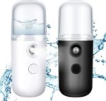 Honoson 2 Pack Nano Facial Mister Spray Bottle Handheld Humidifier Portable Face Mister for Eyelash Extensions USB Rechargeable 1 oz Mini Skin Care Machine for Daily Makeup(Black and White)