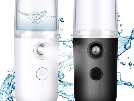 Honoson 2 Pack Nano Facial Mister Spray Bottle Handheld Humidifier Portable Face Mister for Eyelash Extensions USB Rechargeable 1 oz Mini Skin Care Machine for Daily Makeup(Black and White)