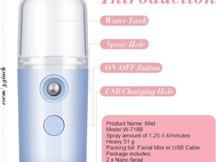 Honoson 2 Pack Nano Facial Mister for Lashes Sprayer,White and Blue