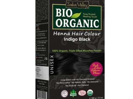Indus Valley Bio Organic Natural Henna Hair Color Indigo Black 100gm| Organic Hair Colour, 100% Gray Hair Coverage And Long Lasting Hair Dye | Vegan and Cruelty-Free