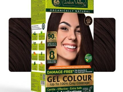 Indus Valley Brown Hair Dye, Dark Brown Organic Gel Hair Colour 1.0 Dark Brown, Safer Alternative to Ammonia, Peroxide & Chemical Colours, Up to 100% Grey Coverage, Lasts 28 Shampoos