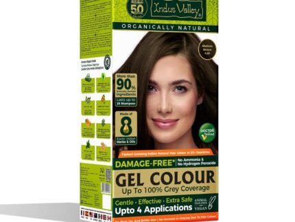 Indus Valley Natural Organic Damage Free Gel Hair Color | Ammonia Free, Vegan & Cruelty Free | Up to 100% Gray Coverage, Long Lasting Results |Medium Brown 4.0 (20gram+200ml)
