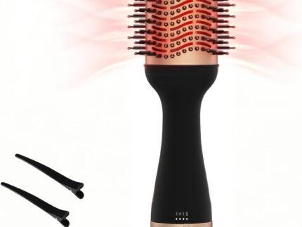 Infrared One Step Hair Dryer Brush, 4 in 1 Blow Dry Styler Hot Air Brush with Ceramic Coating Oval Barrel, 3 Heat Settings, Anti-Frizz Straightener Curler Comb for All Hair Types, 1000W
