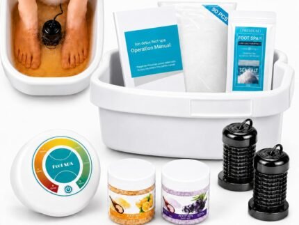 Ionic Foot Bath Detox Machine for Home Use & Salon, Ion Cleanse Foot Detox Machine with Tub, 2 Reusable Arrays, 90 Disposable Liners, 3 Sea Salts, 30-Min Auto-Off