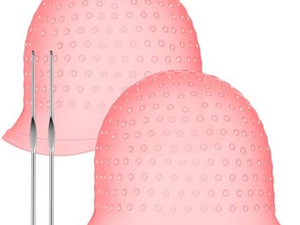 Jexine 2 Pcs Highlight Cap, Pre Punched Silicone Caps with Hooks, Pink