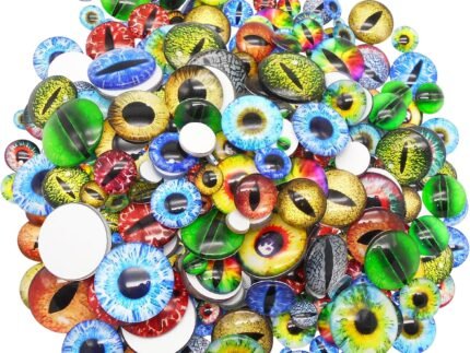 Julie Wang 180PCS 9Sizes Dragon Eyes Glass Cabochons for Artist Sculpture Fantasy Crafting Jewelry Making DIY Art Supplies Findings 6mm-30mm