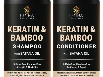 Keratin Shampoo and Conditioner Set for Dry & Damaged Hair, 16 fl oz Each