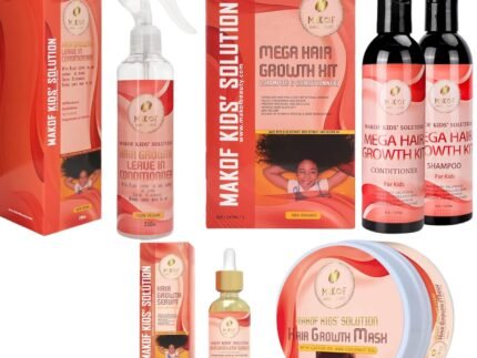 Kid’s Hair Growth Set. Moisturizing Shampoo & Conditioner with black castor, Argan, Jojoba, Coconut oil. Leave-in Conditioner. Sulfate Paraben Free.
