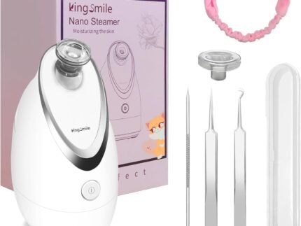 Kingsmile Facial Steamer, 3 in 1 Face Steamer for Facial,Compact NanoSteamer with Aromatherapy,Face Humidifier – Adjustable Nozzle, Warm Mist Steamer for Home SPA, Stainless Steel Skin Kit & Headband