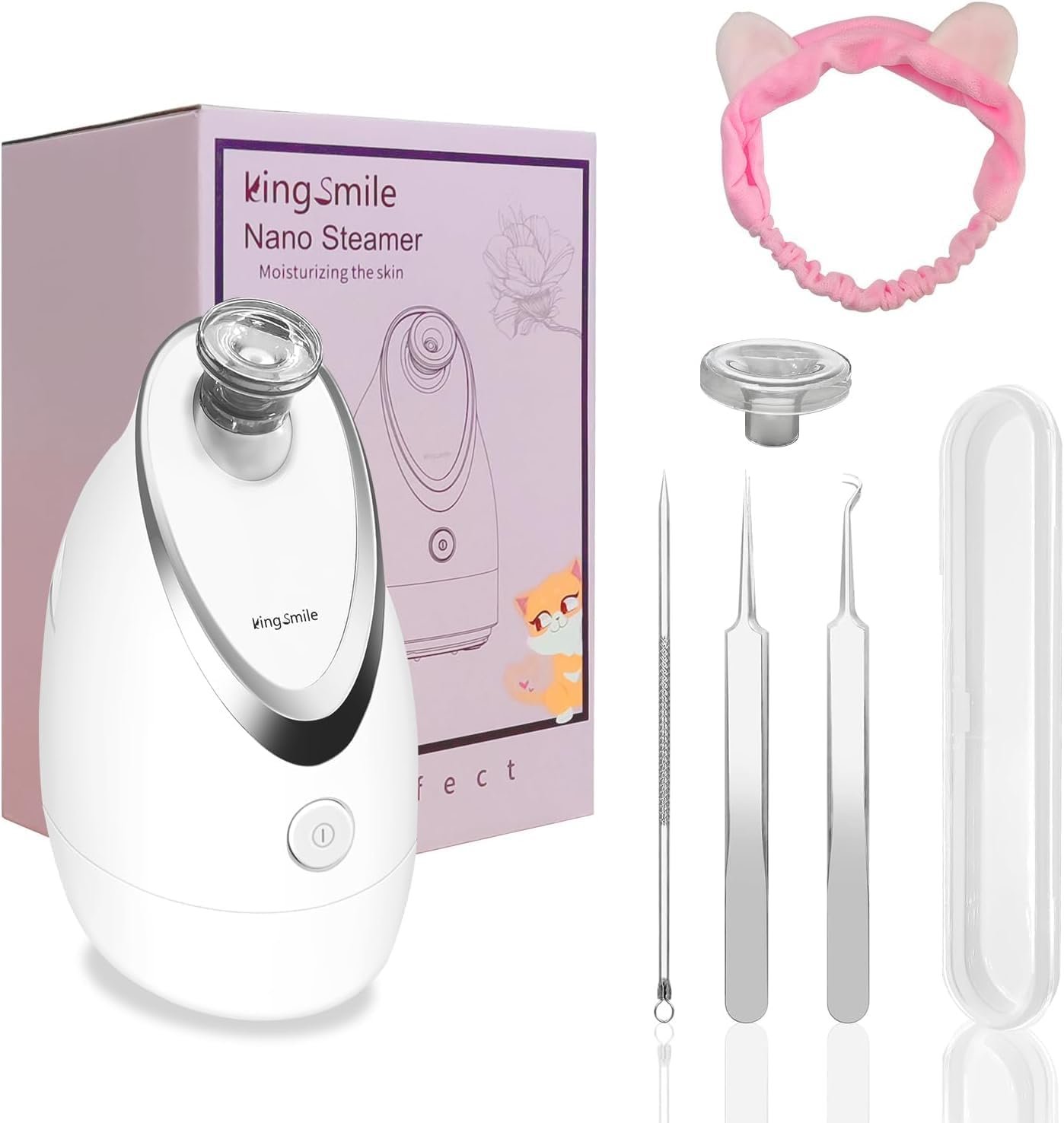 Kingsmile Facial Steamer, 3 in 1 Face Steamer for Facial,Compact NanoSteamer with Aromatherapy,Face Humidifier – Adjustable Nozzle, Warm Mist Steamer for Home SPA, Stainless Steel Skin Kit & Headband Kingsmile Facial Steamer, 3 in 1 Face Steamer for Facial,Compact NanoSteamer with Aromatherapy,Face Humidifier – Adjustable Nozzle, Warm Mist Steamer for Home SPA, Stainless Steel Skin Kit & Headband