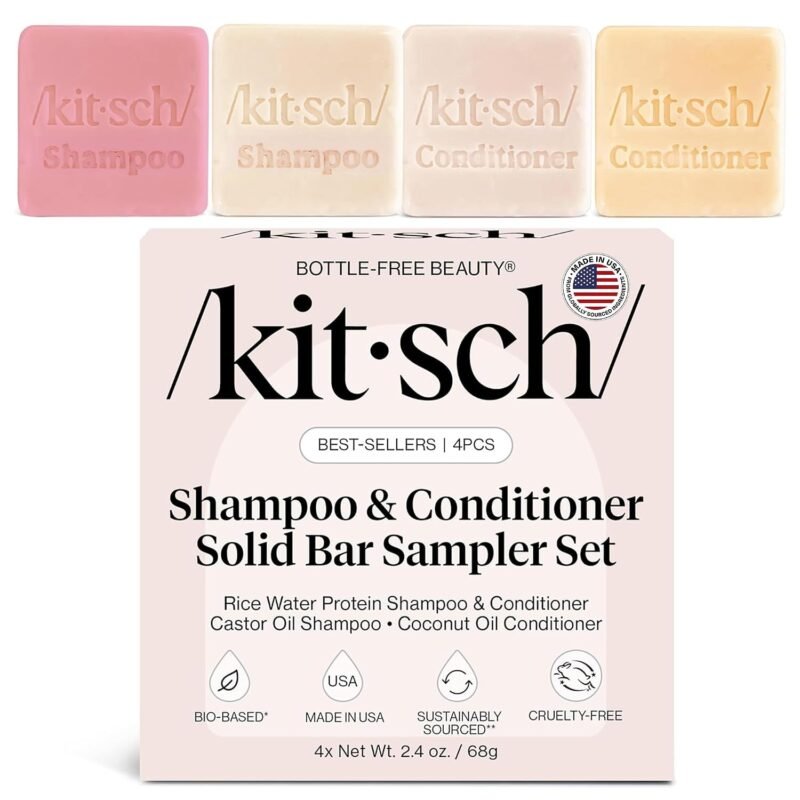 Kitsch Shampoo and Conditioner Set – 4pc Sampler Bars for Hair Growth