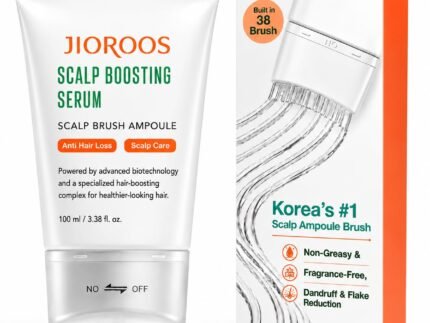 Korean Exosome Scalp Boosting Hair Serum with Brush Applicator, Hair Serum Applicator, Caffeine, Niacinamide, Biotin & Panthenol, Lightweight Non-Greasy Leave-In Formula for Healthy-Looking Hair