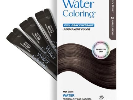 Korean Permanent Hair Dye, Powder Hair Color Kit, Dark Brown, Gray Hair Coverage, Plant-Based Formula, Easy Application for Roots, Short & Long Hair, Vegan, Just Mix with Water (3 Powder Packets)
