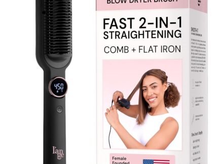 L’ANGE HAIR Smooth It 2-in-1 Hair Straightener Brush, Black