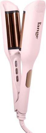 L’ANGE Hair SculptWaver Titanium Deep Wave | 1 Inch Hair Crimper for Effortless Beach Waves | 3 Barrel Hair Waver with Adjustable Heat | Dual Voltage & Smart Timer | Blush – Small