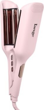 L’ANGE Hair SculptWaver Titanium Deep Wave | 1.3 Inch Hair Crimper for Effortless Beach Waves | 3 Barrel Hair Waver with Adjustable Heat | Dual Voltage & Smart Timer | Blush – Large