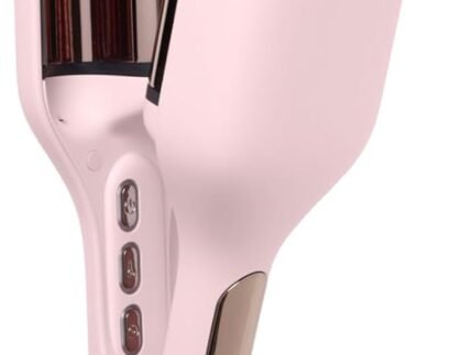 L’ANGE Hair SculptWaver Titanium Deep Wave | 1.3 Inch Hair Crimper for Effortless Beach Waves | 3 Barrel Hair Waver with Adjustable Heat | Dual Voltage & Smart Timer | Blush – Large