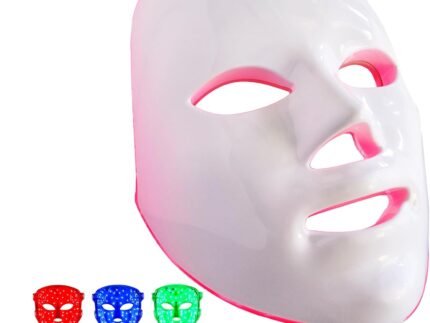 LED Face Mask Light Therapy, 7+1 Modes Portable Red Light Therapy for Face, Rechargeable, Blue & Red Light Mask, LED Facial Skin Care Mask At Home & Travel