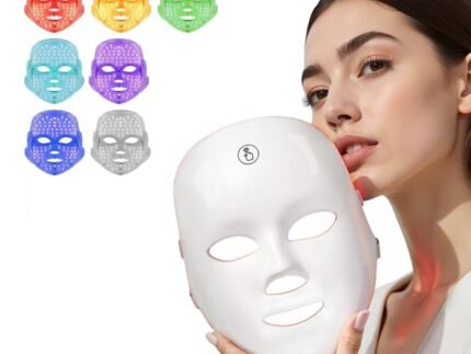 LED Face Mask Light Therapy,LED Light Therapy Mask for Face，Portable 7 Colors LED Facial Skin Care Mask for Home Use,Rechargeable