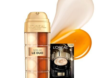 L’Oreal Paris Age Perfect Serum Le Duo, Brightening, Firming and Anti-Aging Serum for Face with Collagen Peptide, Niacinamide, Vitamin C and B3, 1 fl oz + Sample