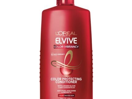 L’Oreal Paris Elvive Color Vibrancy Protecting Conditioner, for Color Treated Hair, Conditioner with Linseed Elixir and Anti-Oxidants, for Anti-Fade, High Shine, and Color Protection, 28 Fl Oz