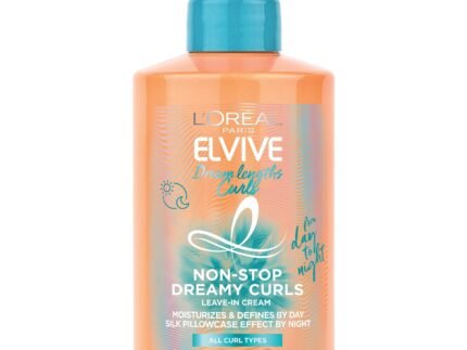 L’Oreal Paris Elvive Dream Lengths Curls Non-Stop Dreamy Curls leave-in conditioner, Paraben-Free with Hyaluronic Acid and Castor Oil. Best for wavy hair to coily hair, 10.2 fl oz