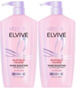 L’Oreal Paris Elvive Glycolic + Gloss Shine Boosting Shampoo and Conditioner Set, Cleanses and Smooths Dull, Porous Hair Into High-Shine, Glossy Hair, 56 Fl Oz Set